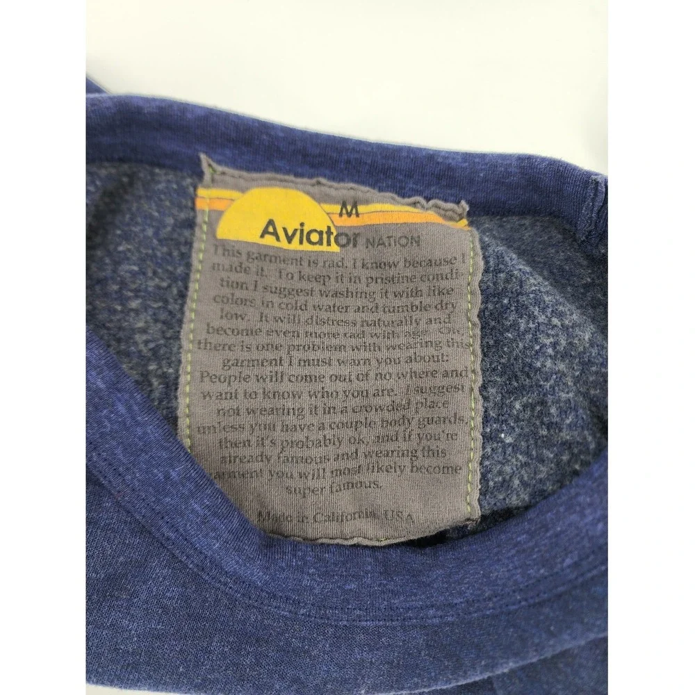 Aviator Nation Venice CA Rainbow Surfer‎ Crewneck Sweatshirt Blue Mens Medium